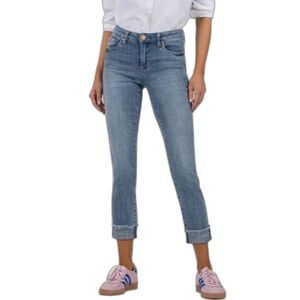 Kut From The Kloth Blue Denim Mid-Rise Straight Leg Cropped Jeans Size 16W